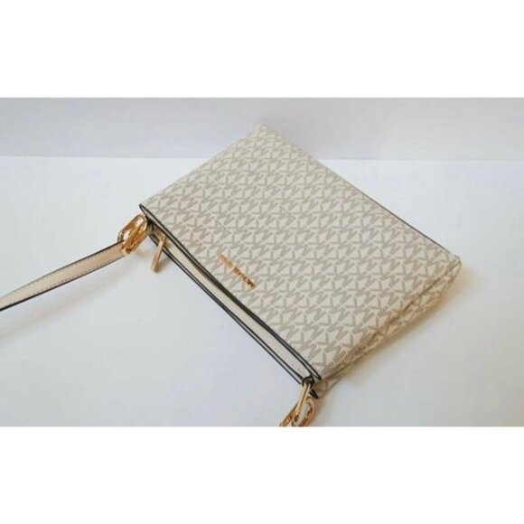 Michael Kors crossbody bag trisha medium MK signature purse lt cream multi - Picture 3 of 5